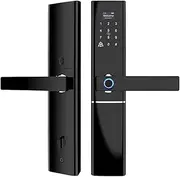 Smart Lock, Tuya App Electronic Intelligent Waterproof Biometric Fingerprint Smart Door Lock with for Home in Zinc Alloy for Home Office Bedroom Learned extensively Aqiong