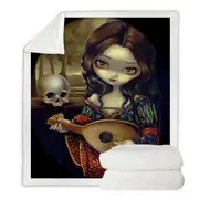 The Vampire Girl Dark Art I Vampiri Il Liuto Throw Blanket