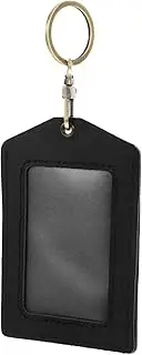 HONMEET Work Permit Card Cover Student Card Holder Badge Sleeve Access Control Card Holder Work Cards Protector Card Protector School Id Holder Office Cards Holder Black Cowhide