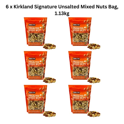 6 x Kirkland Signature Unsalted Mixed Nuts Bag Cashew Almond Macadamia 1.13kg