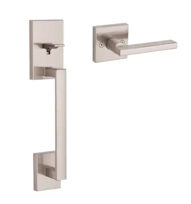 San Clemente Satin Nickel Door Handle with Halifax Square Door Handle