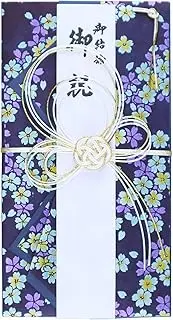 Iyo Yui Center S076-10 Gold Seal Wedding Celebration Flower Pattern Blue 7.3 x 3.9 inches (18.5 x 10 cm)