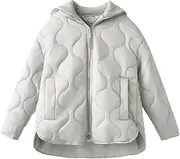[Generic] Women's Loose and Versatile Casual Version Stand Up Collar Jacket with Ribbed Patchwork Lapel Down Jacket