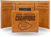 NFL Football Super Bowl Champions Laser Engraved Tri-Fold Wallet - Men's Accessory