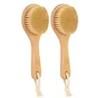 2 Pack Body Brush Wood Dry Brushing Shower Back Brush Washer Massage Scrubber