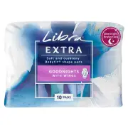 Libra Extra Goodnights Pads Wings X 10