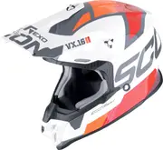 Scorpion VX-16 Evo Air Analog, motocross helmet , color: White/Orange/Grey/Red , size: S