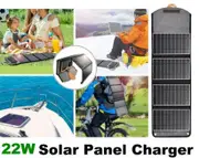 Premium 22W IPX4 Waterproof HIGH EFFICIENCY Folding Solar Panel Camping Charger