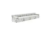 Foret 4 Seater Sofa Modular Arm Seat Tufted Velvet Lounge Couch Chaise Beige