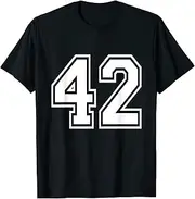 X.Style Number 42 Varsity Sports Team Jersey 42nd Birthday 42 Years ds1080 T-Shirt (S) Black
