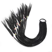 2 Pcs Ponytail Hairpiece With Rubber Synthetic Hair Rope Rubber Bands Braid Ponytail Hair Ring Chignon Crochet Braid Rope Hair Braider
