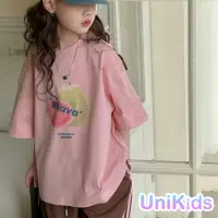 在飛比找momo購物網優惠-【UniKids】中大童裝短袖T恤 韓版甜美清新 女大童裝 