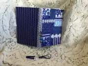 Handmade Journal Blue Fabric Cover Lace Spine & Trim 8-1/4” x 5-1/2” 76 pgs