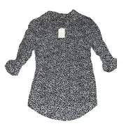 OASIS WOMENS TOP SIZE UK 8 LEOPARD PRINT SHORT SLEEVE BLACK BRAND NEW