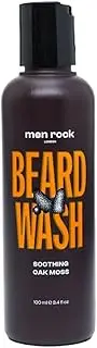 Men Rock Soothing Beard Wash to Soften and Moisturise Beard Whilst Hydrating Skin Underneath, Helps Soothe Itching and Beard Dandruff, Fresh and Earthy Oak Moss Fragrance 100ml