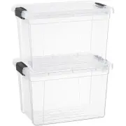 Clear Storage Boxes with Lids, 4.75 Quart Plastic Container Bins for Organizi...