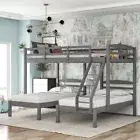 Grey Full Over Double Twin Bunk Bed