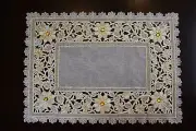 Embroidered Organza White Silver Gold Rhine Stone Floral Placemat Runner Wedding