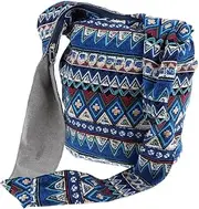 [Lovoski] Hippie Boho Print Crossbody Bohemian Gypsy Sling Shoulder Bag - Blue, 35 x 18 x 32 cm