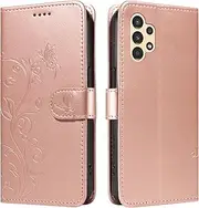 YBFJCE Case for Samsung Galaxy A13 4G/A13 5G, PU Leather Magnetic Flip Folio Kickstand Card Holder Shockproof Protective Cover, Wallet Case for Samsung Galaxy A13 4G/A13 5G, Rose Gold