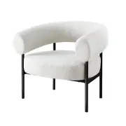 Armchair Accent Chair Curved Boucle White
