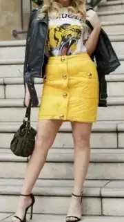 Moschino X H&M X H&Moschino by Jeremy Scott Yellow Puffy Skirt Size 10