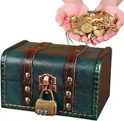 Generic Vintage Wooden Storage Box - Emerald & Retro Three-Digit Combination Lock - Portable Handmade Craft Box for Treasure, Vintage Storage Container for Tabletop - 16 * 12.*9.5cm/6.3 * 4.7 * 3.7in
