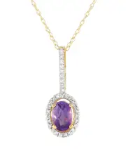 14K 0.09 ct. tw. Diamond & Amethyst Pendant Necklace NoSize NoColor