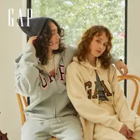 在飛比找蝦皮商城優惠-Gap 男女同款 Logo刷毛連帽外套 碳素軟磨系列-多色可