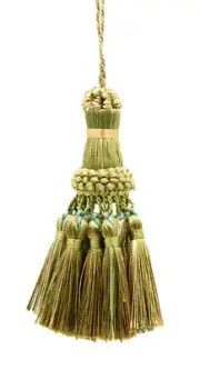 Elegant Key Tassel / 4" tassel, 3.5" Loop Style# NKT - Dark Olive Green, Ivory,