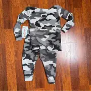Cat & Jack Gray Camouflage Shirt Pants Set 12M Soft Cozy