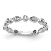 Solid 14k White Gold Simulated CZ Fancy Band