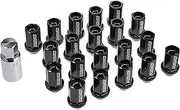 Rays 74020001001BK Duralumin Lock & Nut Set, Straight Type, M12 x 1.5, Black Anodized