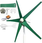 800W-1200W Wind Power Generator 12V 24V 48V Home Wind Turbine Generator Kit with MPPT Controller and 5 Green Blades, Rated Wind Speed 13m/s for Street Lighting, Roofs, Gardens,800w,12V