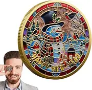 Acunny Christmas Coin,Christmas Commemorative Coin - Metal Santa Claus Snowman Coin | Christmas Commemorative Coin, Souvenir Coin, Christmas Decorations, Christmas Stocking