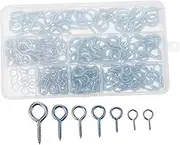Hohopeti 210pcs Self Tapping Sheep Eye Screws Eyelets Screws Hook Rings (Silver)