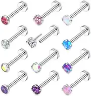 [Chriscoco] 18G/20G Surgical Steel Labret Piercing Jewellery Threadless Push in Nose Studs Labret Stud Lip Piercing Tragus Stud Lip Bar Nose Piercing Medusa Helix Tragus Piercing Jewellery