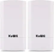 KuWFi 2.4Ghz Wireless Bridge,300Mbps Wireless Access Point Indoor/Outdoor Point-to-Point AP CPE 1KM Transmssion WiFi Adapter Kit for PTP/PTMP (Pre-Program)…