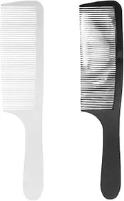 Baluue 2pcs Professional Curved Barber Clipper Comb for Men, Anti-Static Hair Cutting Comb, Hairdressing Tool for Home or Salon, Black and White, 8.86 X 1.77 Inch