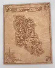 Engraved Map of Paradis Island from Attack on Titan, on Baltic Birch