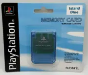 SONY PS1 PLAYSTATION ISLAND BLUE MEMORY CARD *BRAND NEW & SEALED*