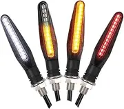 Motorcycle LED Turn Signal Lights White Red Amber Flowing Indicators Front Rear Light Flasher Blinker Compatible with Motorcycle 24led(4 Pcs)