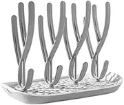 PandaEar Baby Bottle Drying Rack| Toddler Sippy Cups Infant Dishes and Accessories Countertop Dryer Rack with Drainer Tray (Grey)