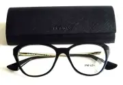 PRADA Eyeglasses VPR 28S 1AB-101 Black Silver Metal Frames Clear Lens 52-16-140