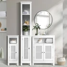 Oikiture Storage Cabinet Floor Cupboard Laundry Rattan Door White