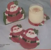Bucilla Plastic Canvas Roly Poly Santa Coasters Set Of 6 W/Holder Kit# 61118 New