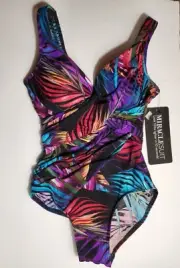 $188 Miraclesuit Womens Mystical Palms Revele One Piece Multicolor Size 8