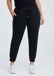 [Taking Shape] Taking Shape Cotton Active Zip Trim Jogger Size 16 in Black - Plus Size Women's Bottoms Black