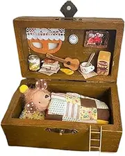 Miniature House Kit - Dream Home for Small Pets,Animals in Boxes Craft Scene Toy Collectible Model Scenery, Wooden Handmade Realistic Decor