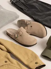 [GENUINS] GENUINS Men's Riva Velour Clogs Shoes in Taupe Natural Size 44 44 Taupe Natural